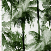 Green Watercolor Hand Drawn Palm Tree Pattern Digital Printed Fabric